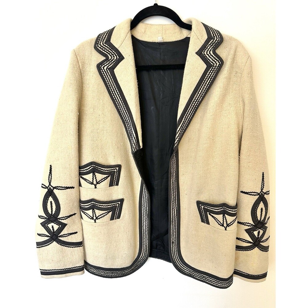 VTG 70s Sololá Guatemalan Wool Embroidered Jacket Boho Festival Folk Hippie